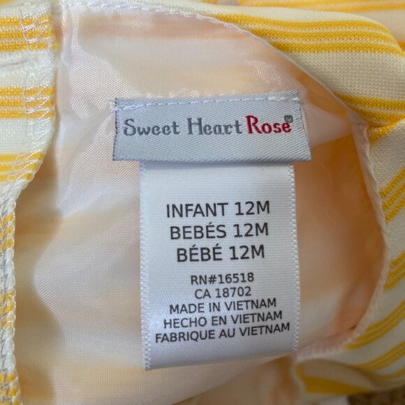 Sweet Heart Rose Dress Girls 12m 12 Month New Yellow Stripes Daisy - Picture 3 of 9